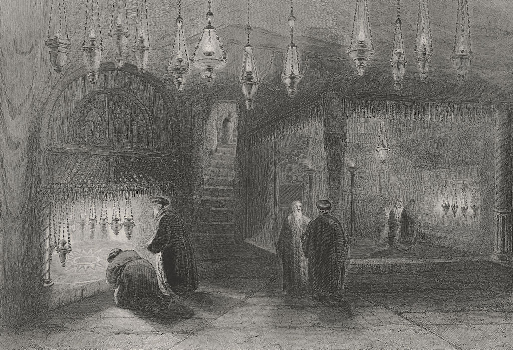 ISRAEL. Shrine of Nativity, Bethlehem-Bartlett 1847 old antique print picture